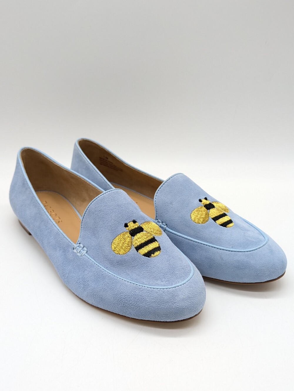 Talbots Ryan Bumblebee Blue Yellow Suede Leather Slip On Loafer Shoe 7.5